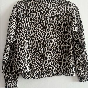 LOFT Black and White Animal Print Sweatshirt